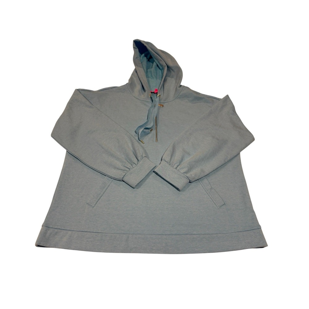 LILLY PULITZER Women's SURI Size XL Heathered Blue Long Sleeve 1/4 Zip Hoodie